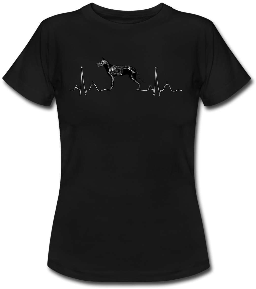 T-Shirt mit EKG und Hunde-Skelett für Tierärzte und Tiermedizin-Studenten - Wort Anatomie