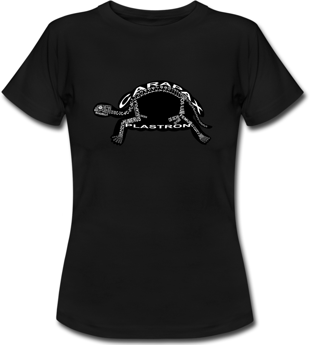 T-Shirt des Schildkröten-Skeletts für Tierärzte und Reptilien-Mediziner - Wort Anatomie