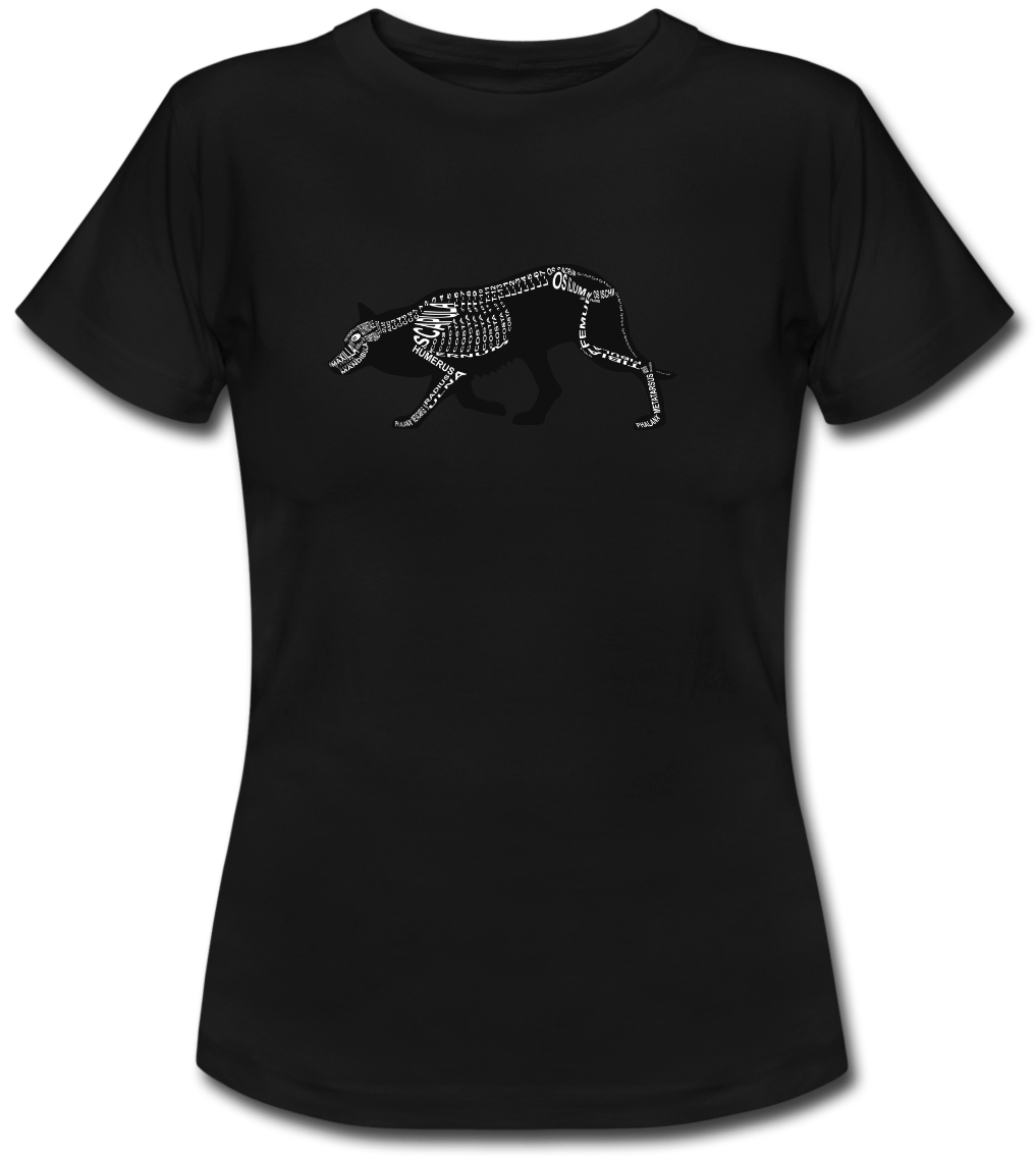 T-Shirt des Border Collie-Skeletts für Tierärzte und Tiermedizin-Studenten - Wort Anatomie