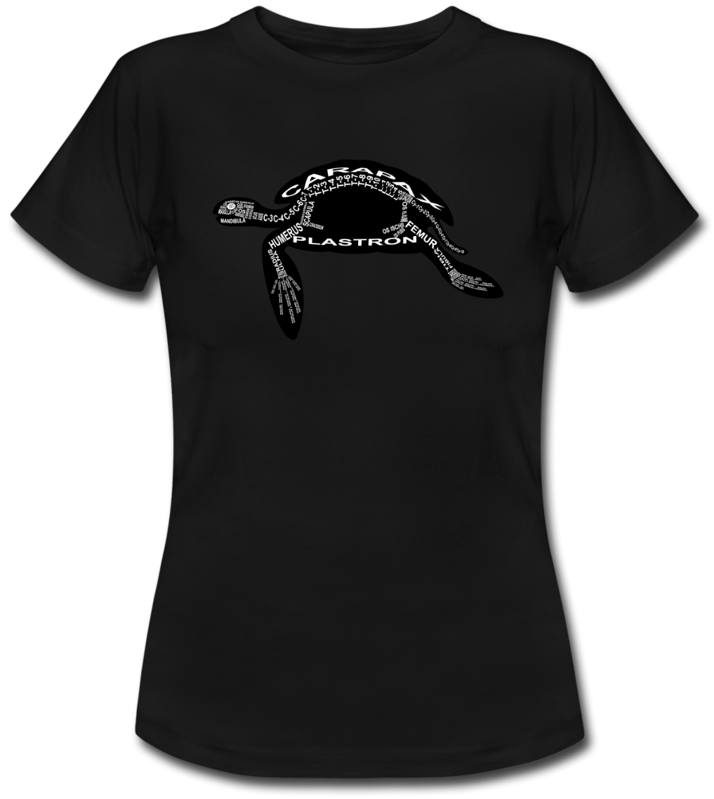T-Shirt mit Meeresschildkröten-Skelett und anatomischer Bezeichnung der Knochen für Tierärzte und Tiermedizin-Studenten - Wort Anatomie